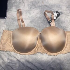 Torrid Strapless Convertible Tan Lace Padded Bra